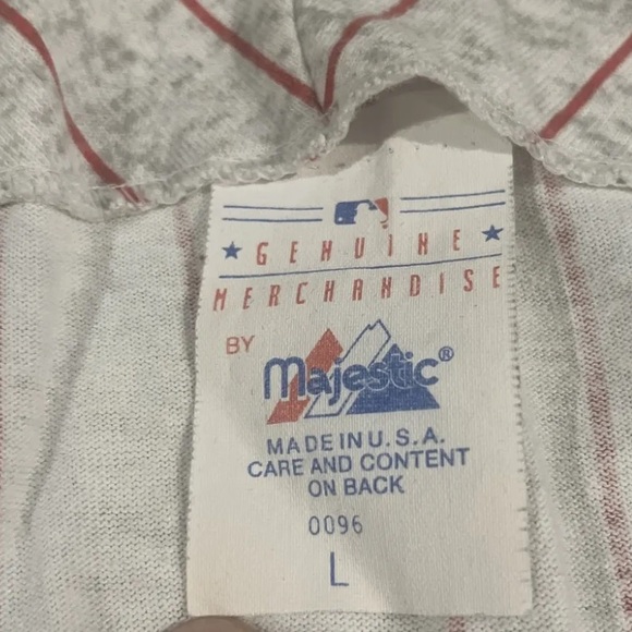 Vintage Majestic Cinninnati Reds MLBPinstripe Tshirt Jersey Size Large - Picture 6 of 8